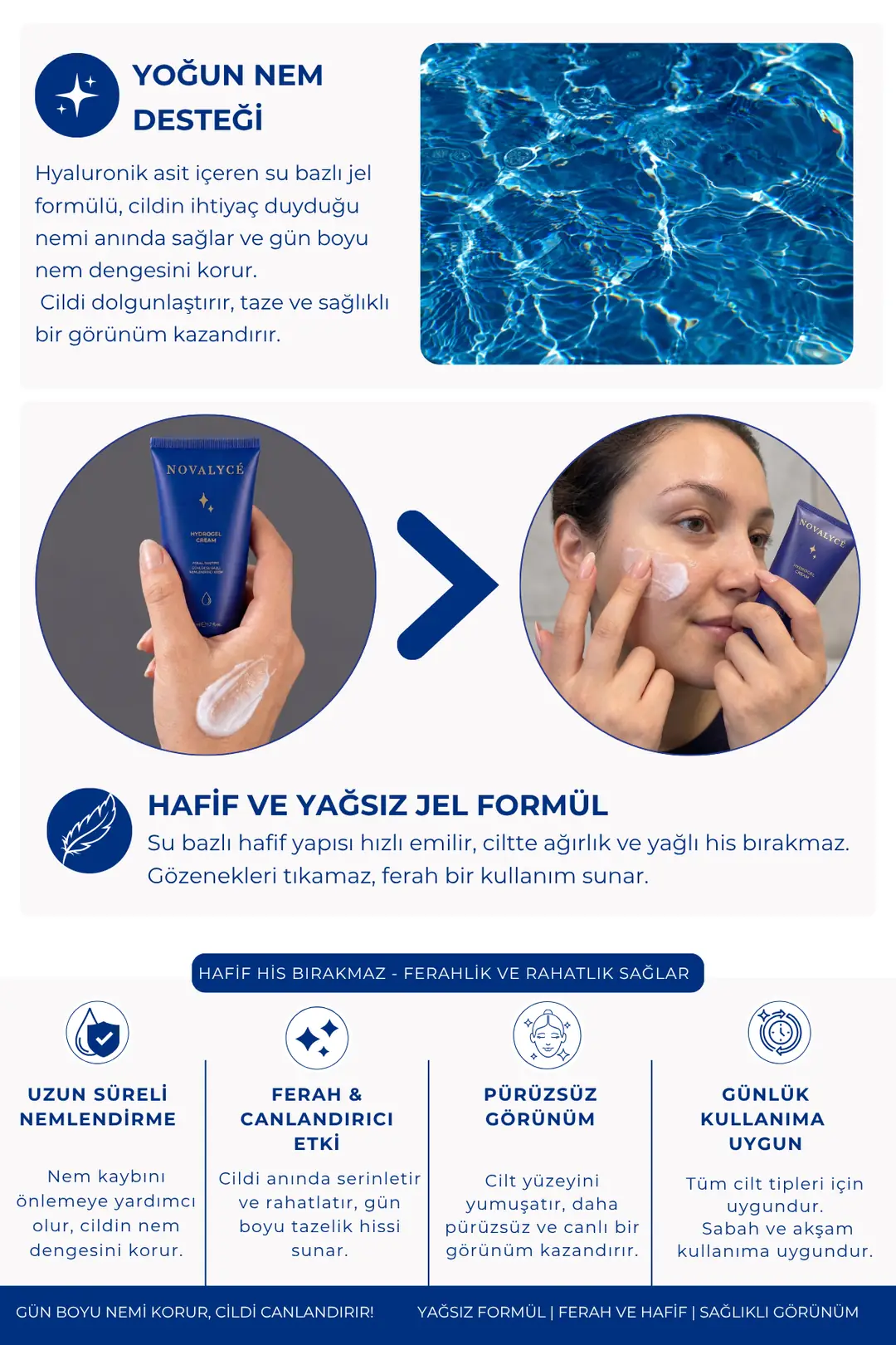 Hydrogel Cream Günlük Su Bazlı Nemlendirici Krem