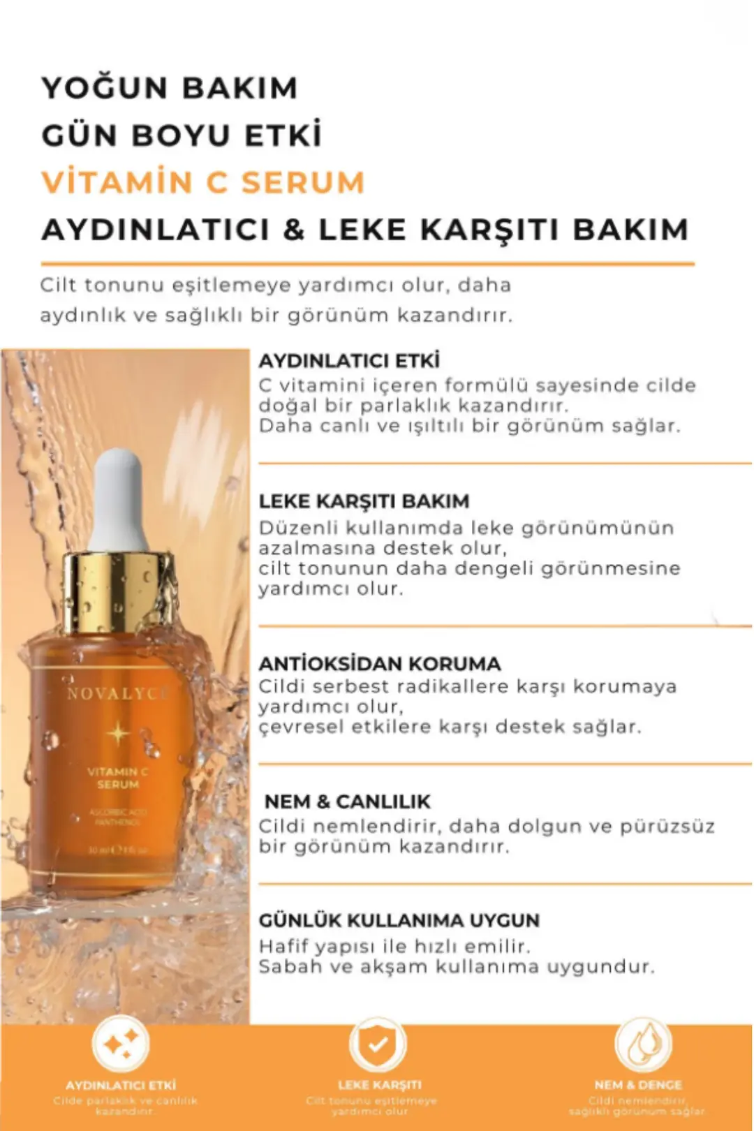 Vitamin C Serum Aydınlatıcı Leke Karşıtı Ascorbic Acid & Vitamin B5 30 ml