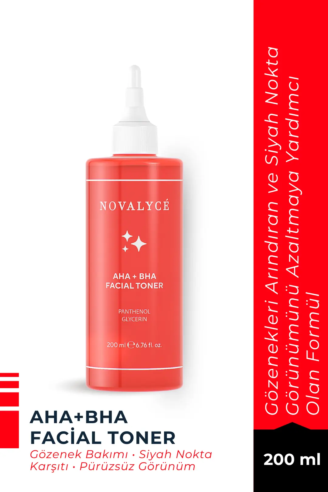 AHA + BHA Facial Toner Cilt Tonu Eşitleyici, Canlandırıcı, Yenileyici Tonik
