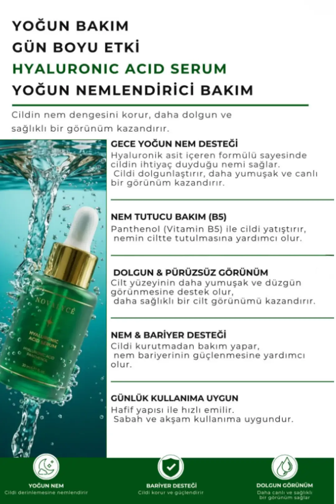 Hyaluronic Acid Serum Panthenol & Yoğun Nemlendirici Etki B5