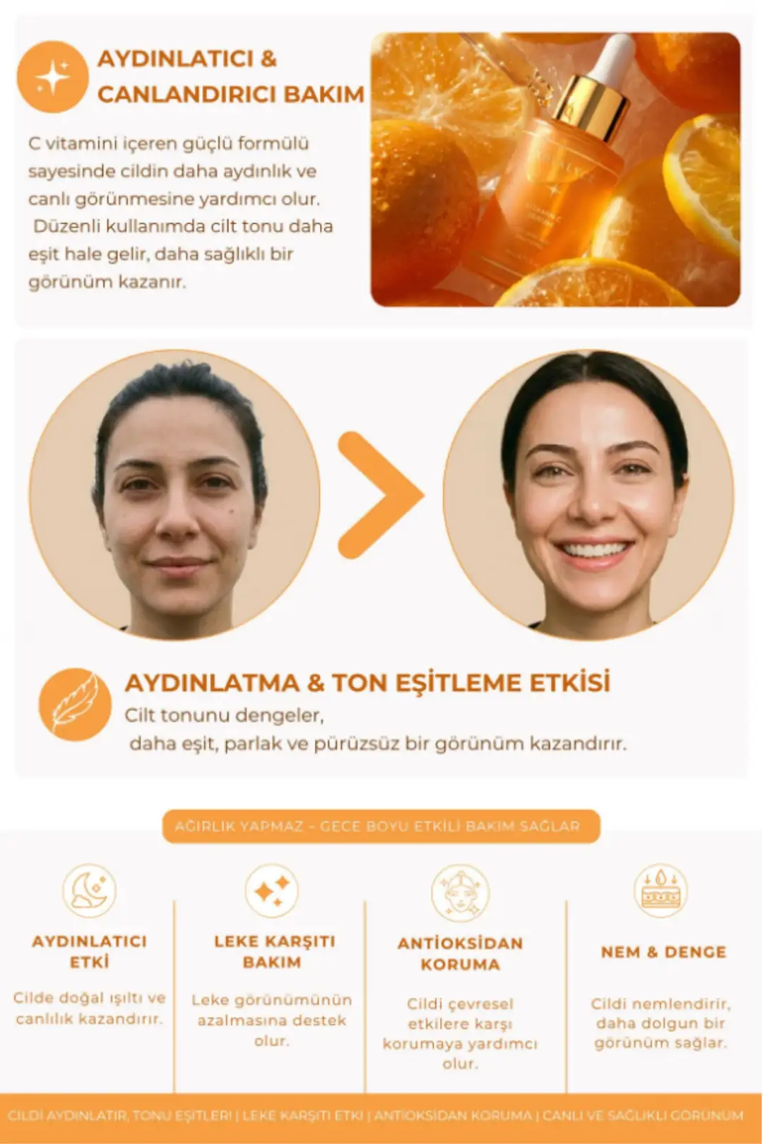 Vitamin C Serum Aydınlatıcı Leke Karşıtı Ascorbic Acid & Vitamin B5 30 ml